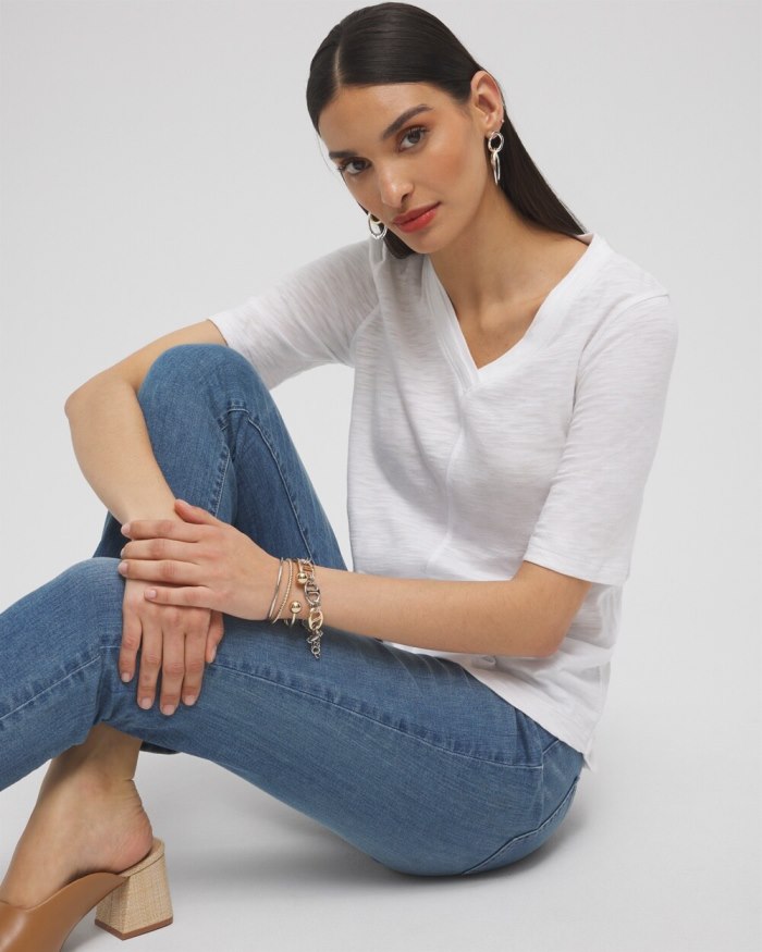 Chicos Elbow Sleeve A-line Tee - Alabaster Chicos Elbow Sleeve A-line Tee - Alabaster