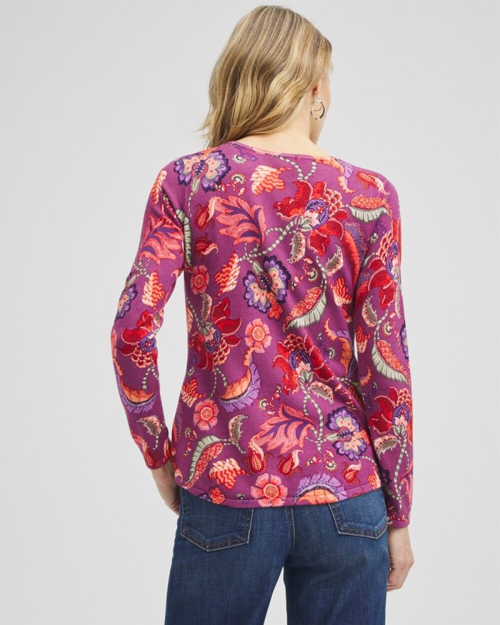 Chicos Spun Rayon Floral V-neck Pullover - Ginger Rose Chicos Spun Rayon Floral V-neck Pullover - Ginger Rose