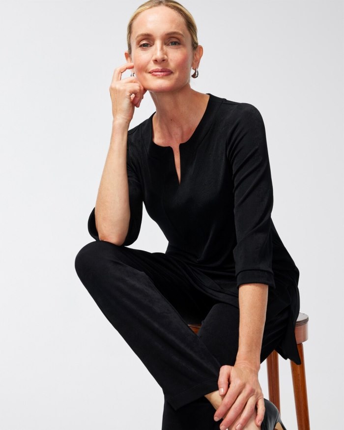 Chicos Travelers 3/4 Sleeve Kurta Top - Travelers Black Chicos Travelers 3/4 Sleeve Kurta Top - Travelers Black