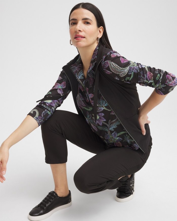 Chicos Zenergy UPF Floral Long Sleeve Top - Black Chicos Zenergy UPF Floral Long Sleeve Top - Black