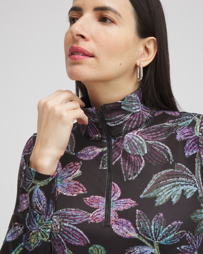 Chicos Zenergy UPF Floral Long Sleeve Top - Black Chicos Zenergy UPF Floral Long Sleeve Top - Black