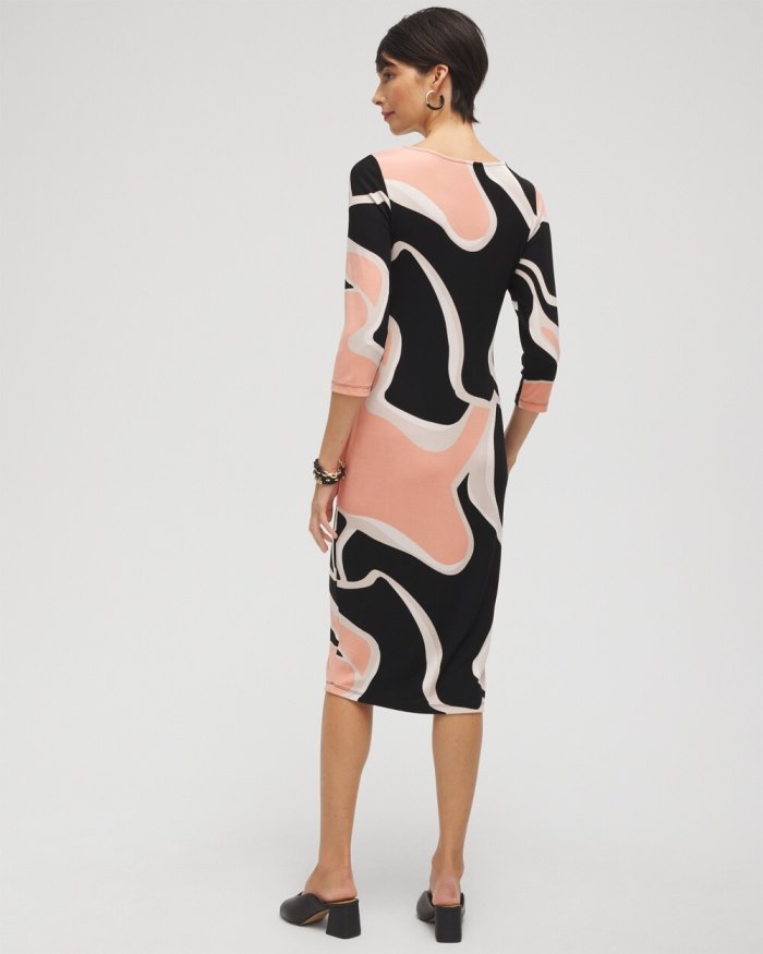 Chicos Travelers Abstract Print Classic Dress - Pink Clay Chicos Travelers Abstract Print Classic Dress - Pink Clay
