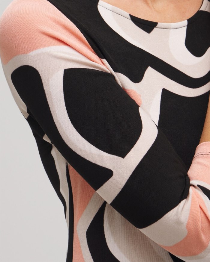 Chicos Travelers Abstract Print Classic Dress - Pink Clay Chicos Travelers Abstract Print Classic Dress - Pink Clay