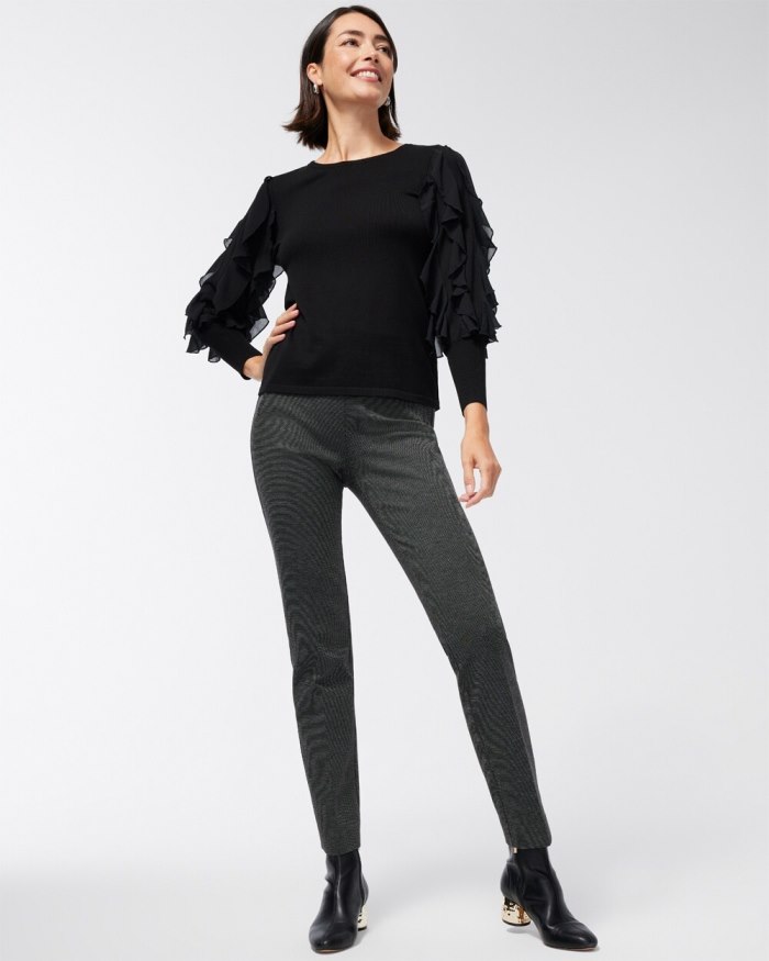 Chicos Juliet Ponte Jacquard Pants - Black/White Chicos Juliet Ponte Jacquard Pants - Black/White