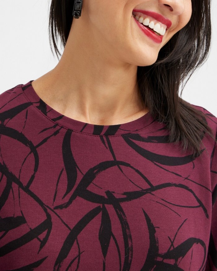 Chicos Zenergy Ribbon Print Sweatshirt - Deep Merlot Chicos Zenergy Ribbon Print Sweatshirt - Deep Merlot