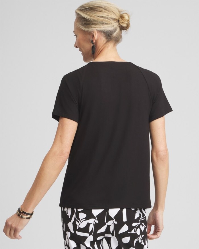 Chicos Touch of Cool Smocked Top - Black Chicos Touch of Cool Smocked Top - Black
