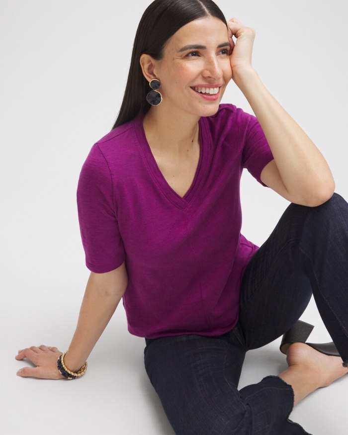 Chicos Elbow Sleeve A-line Tee - Fresh Plum Chicos Elbow Sleeve A-line Tee - Fresh Plum