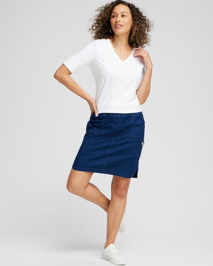 Chicos Poplin Ribbed Skort - Classic Khaki Chicos Poplin Ribbed Skort - Classic Khaki