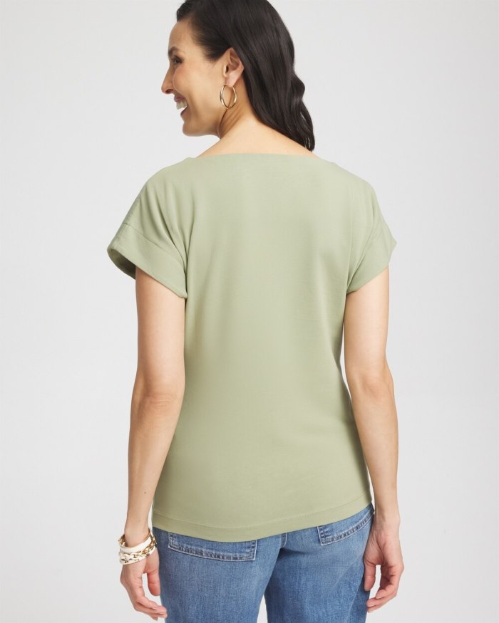Chicos Modern Cap Sleeve Tee - Jojoba Green Chicos Modern Cap Sleeve Tee - Jojoba Green