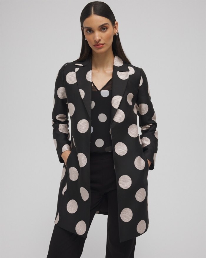 Chicos Polka Dot Jacquard Topper - Black Chicos Polka Dot Jacquard Topper - Black