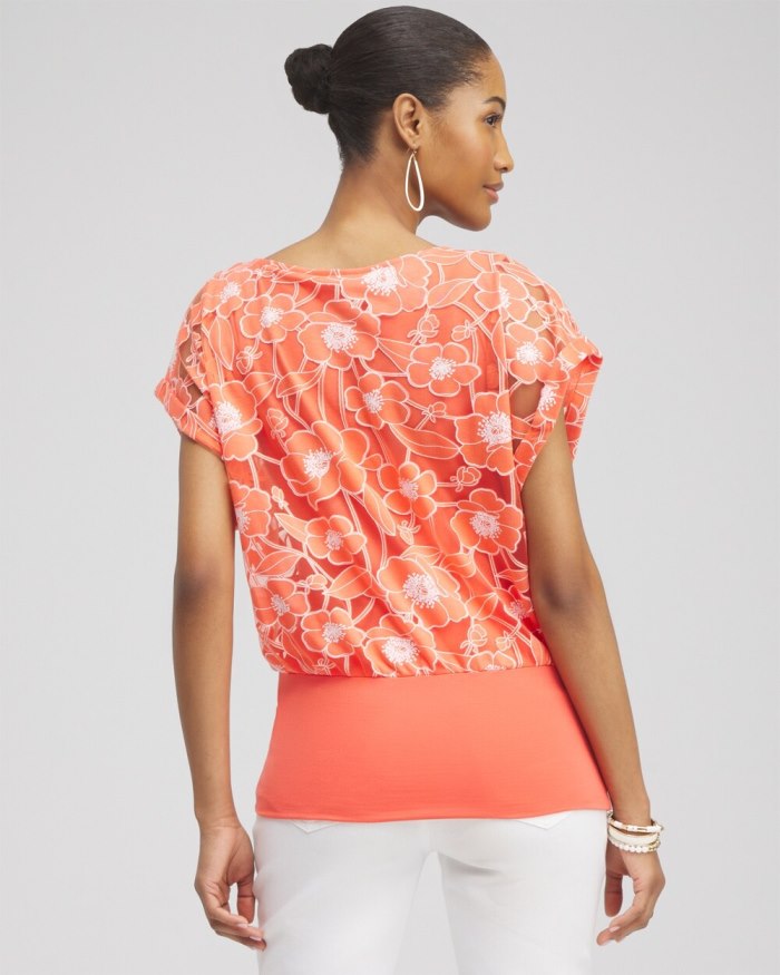 Chicos Warm Banded Hem Top - Nectarine Chicos Warm Banded Hem Top - Nectarine