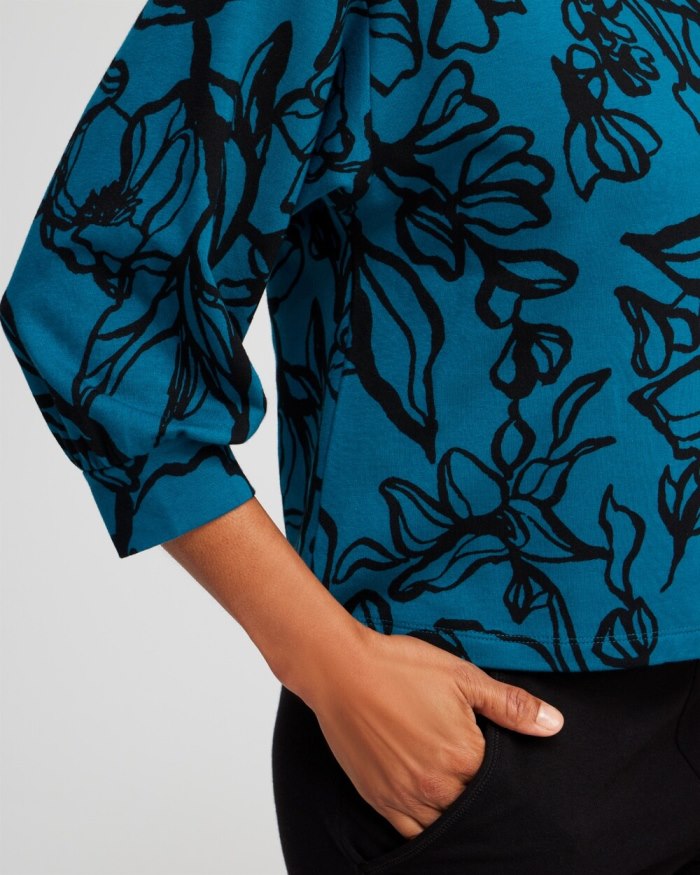 Chicos Zenergy French Terry Blouson Sweatshirt - Moonlit Teal Chicos Zenergy French Terry Blouson Sweatshirt - Moonlit Teal