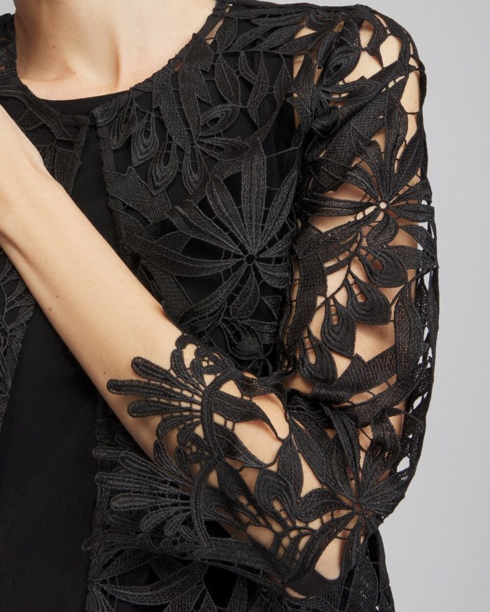 Chicos Travelers Collection Lace Jacket - Travelers Black Chicos Travelers Collection Lace Jacket - Travelers Black