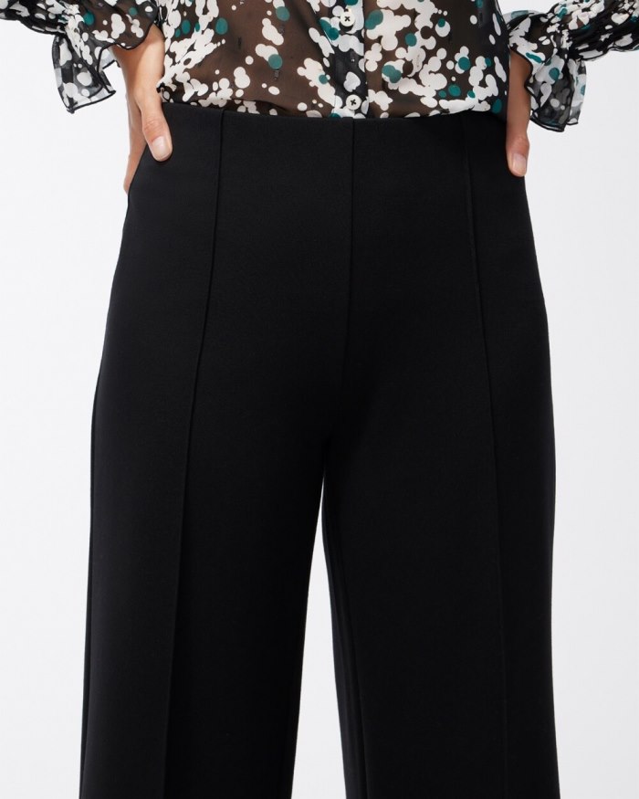 Chicos Ponte Pintuck Wide Leg Ankle Pants - Chocolate Fondant Chicos Ponte Pintuck Wide Leg Ankle Pants - Chocolate Fondant