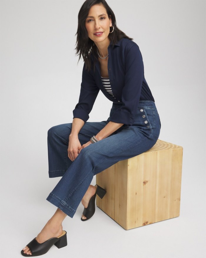 Chicos Pull-On Wide Leg Ankle Jeans - Redwood Indigo Chicos Pull-On Wide Leg Ankle Jeans - Redwood Indigo
