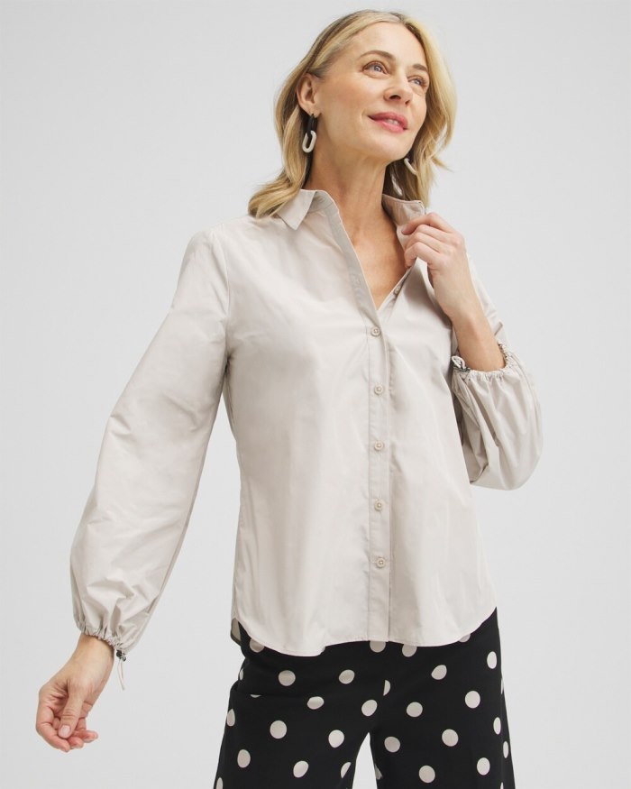 Chicos Bungee Sleeve Shirt - Smokey Taupe Chicos Bungee Sleeve Shirt - Smokey Taupe