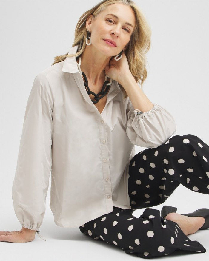 Chicos Bungee Sleeve Shirt - Smokey Taupe Chicos Bungee Sleeve Shirt - Smokey Taupe