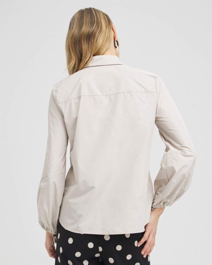 Chicos Bungee Sleeve Shirt - Smokey Taupe Chicos Bungee Sleeve Shirt - Smokey Taupe