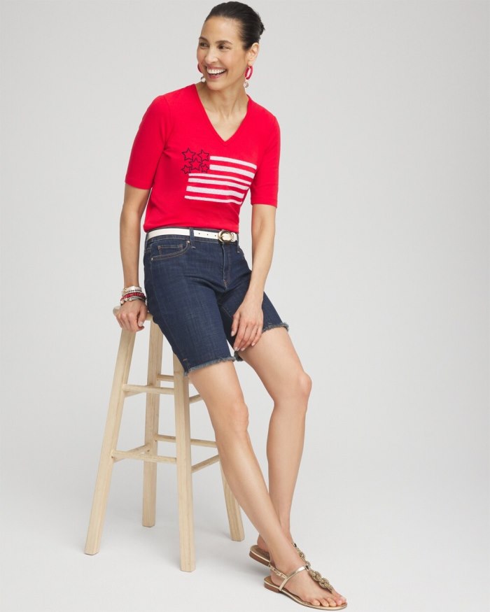 Chicos Embellished Flag Tee - MADEIRA RED Chicos Embellished Flag Tee - MADEIRA RED