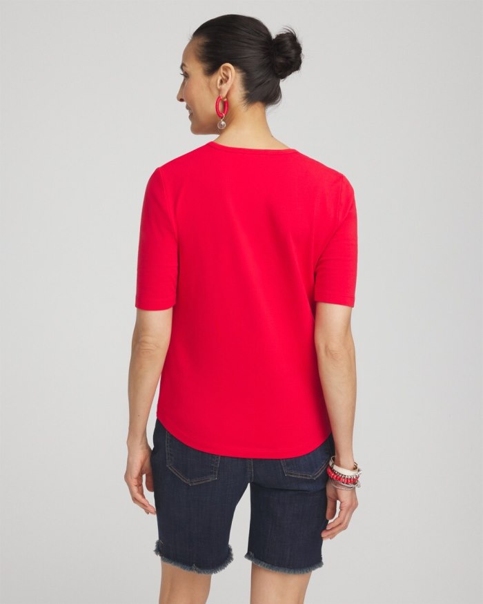 Chicos Embellished Flag Tee - MADEIRA RED Chicos Embellished Flag Tee - MADEIRA RED