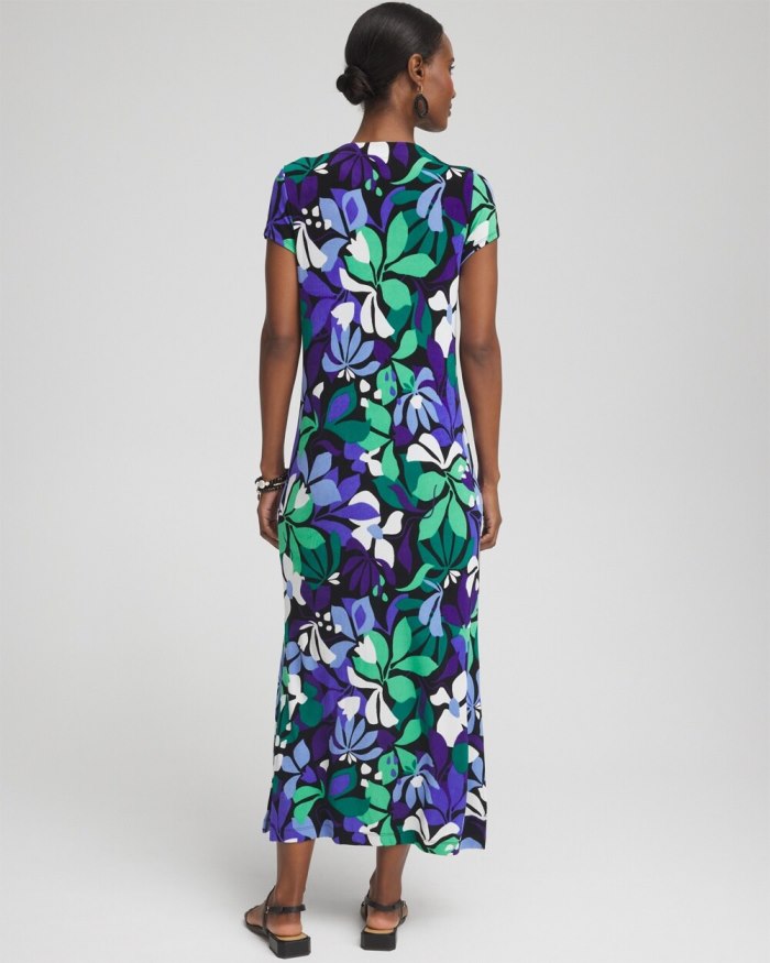 Chicos Travelers Floral V-neck Maxi Dress - Purple Nightshade Chicos Travelers Floral V-neck Maxi Dress - Purple Nightshade
