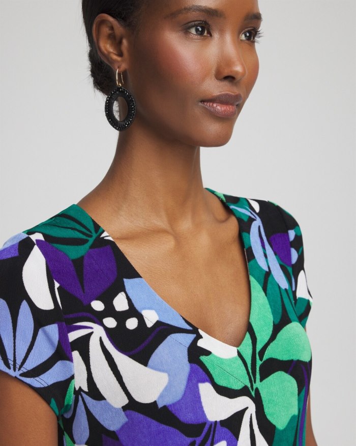 Chicos Travelers Floral V-neck Maxi Dress - Purple Nightshade Chicos Travelers Floral V-neck Maxi Dress - Purple Nightshade