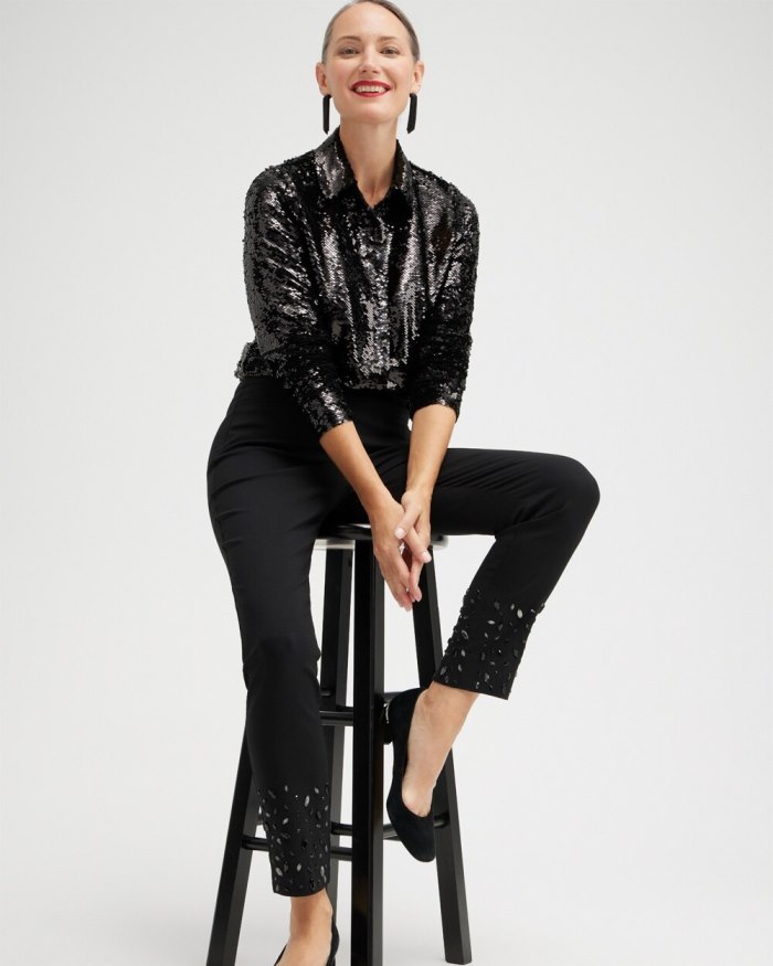 Chicos Brigitte Stone Ombre Ankle Pants - Black Chicos Brigitte Stone Ombre Ankle Pants - Black