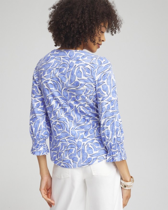 Chicos Modern Smocked 3/4 Sleeve Tee - Purple Nightshade Chicos Modern Smocked 3/4 Sleeve Tee - Purple Nightshade
