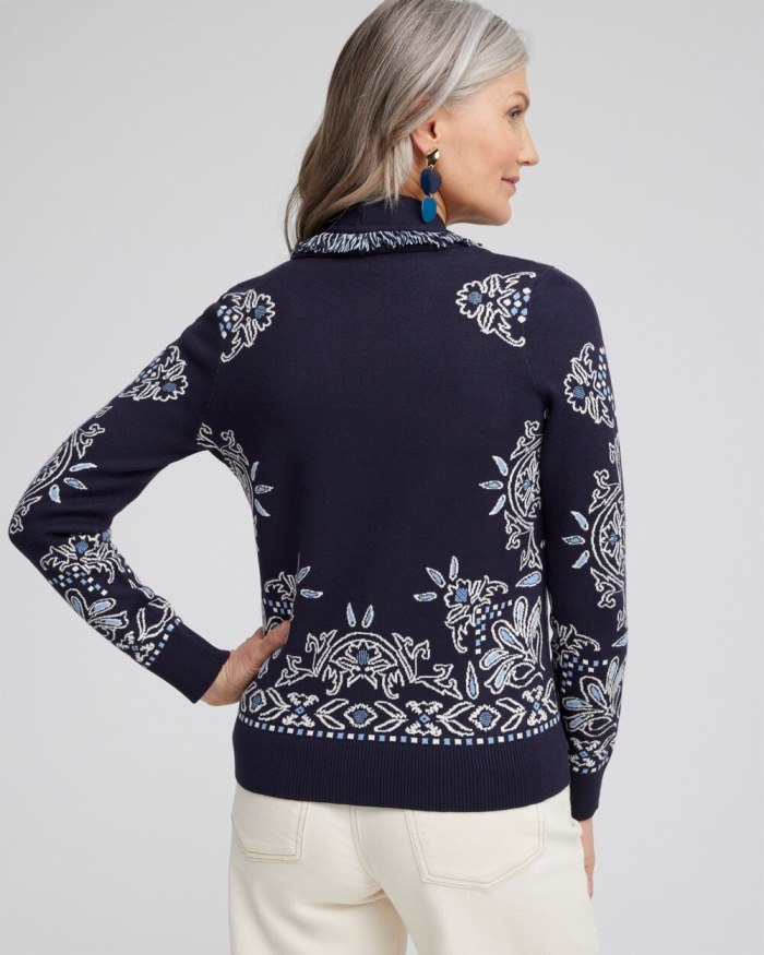 Chicos Shawl Neck Cropped Cardigan - Classic Navy Chicos Shawl Neck Cropped Cardigan - Classic Navy