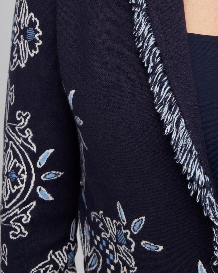 Chicos Shawl Neck Cropped Cardigan - Classic Navy Chicos Shawl Neck Cropped Cardigan - Classic Navy