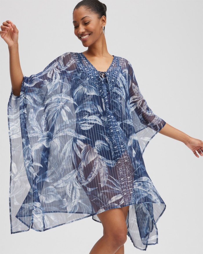 Chicos Miraclesuit Tropica Caftan Coverup - Navy Chicos Miraclesuit Tropica Caftan Coverup - Navy