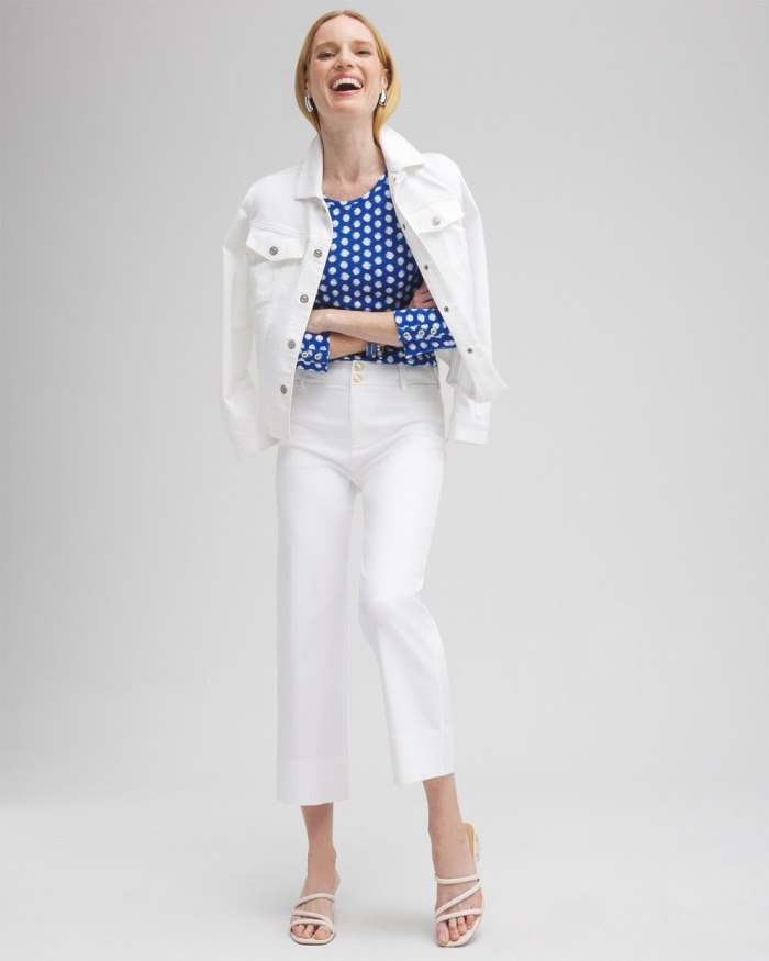 Chicos Dot Print 3/4 Sleeve Button Tee - Intense Azure Chicos Dot Print 3/4 Sleeve Button Tee - Intense Azure