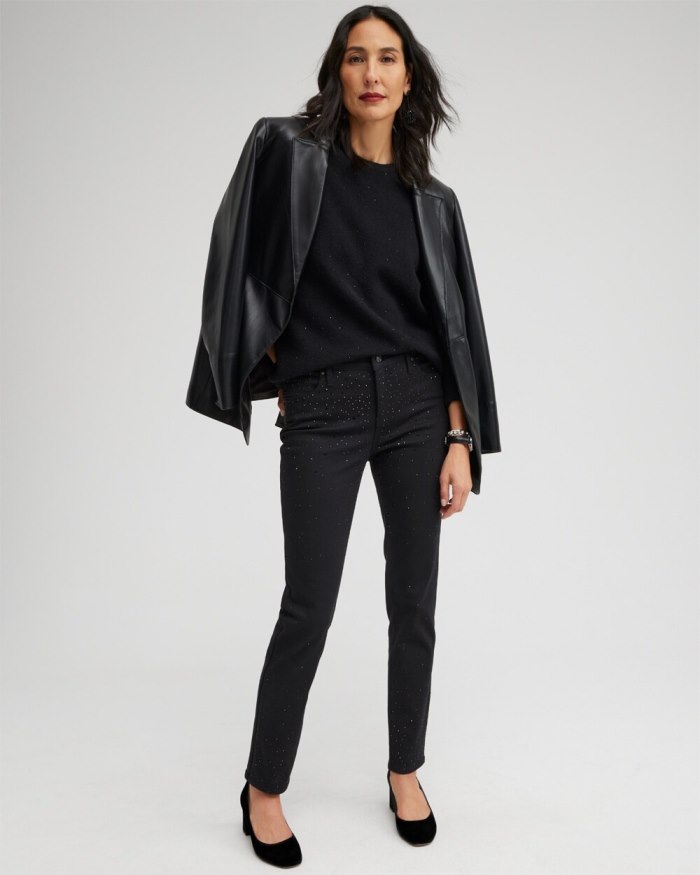 Chicos Girlfriend Scattered Stone Ankle Jeans - Black Chicos Girlfriend Scattered Stone Ankle Jeans - Black
