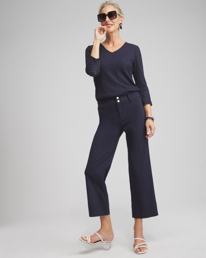 Chicos Textured V-neck Tee - Classic Navy Chicos Textured V-neck Tee - Classic Navy