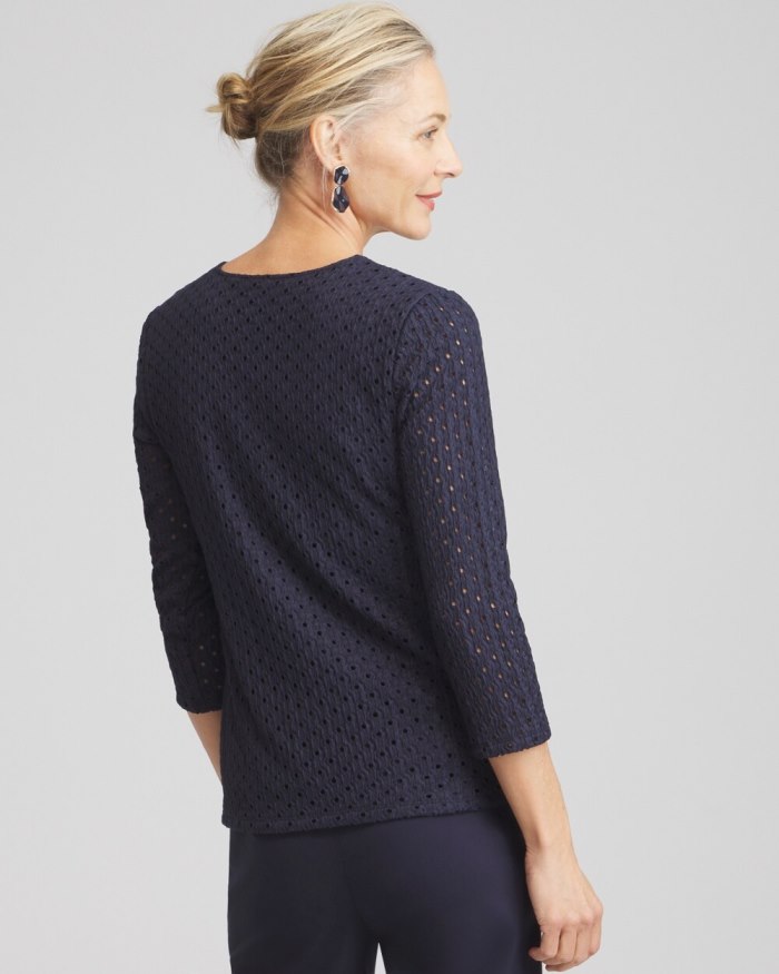 Chicos Textured V-neck Tee - Classic Navy Chicos Textured V-neck Tee - Classic Navy