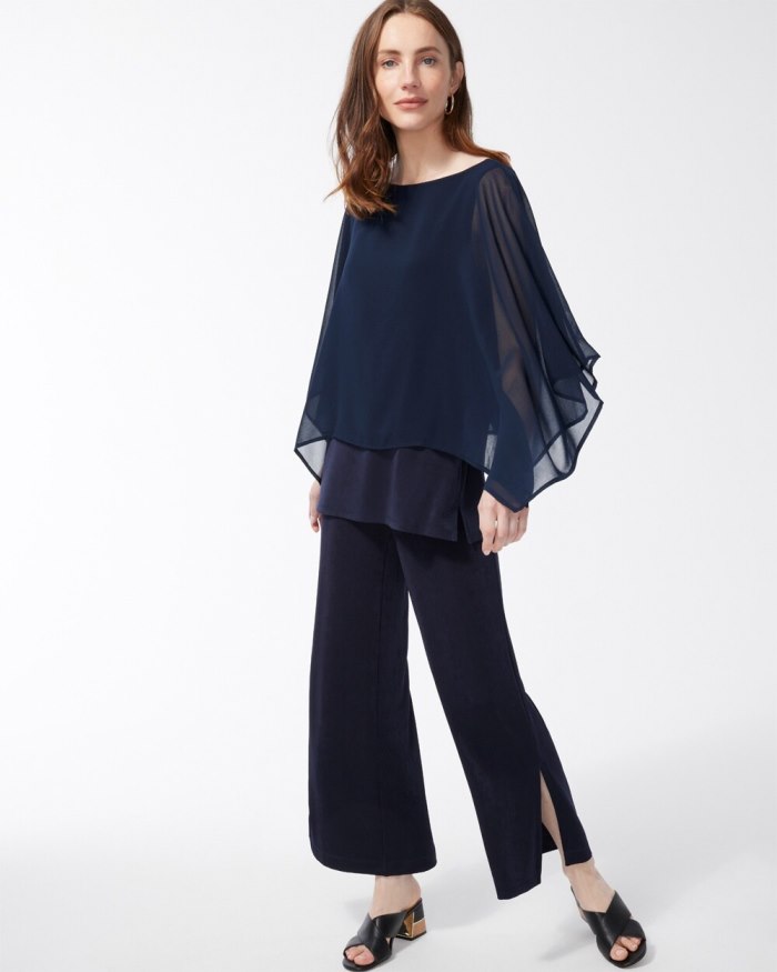 Chicos Travelers Chiffon Layered Top - Travelers India Ink Chicos Travelers Chiffon Layered Top - Travelers India Ink