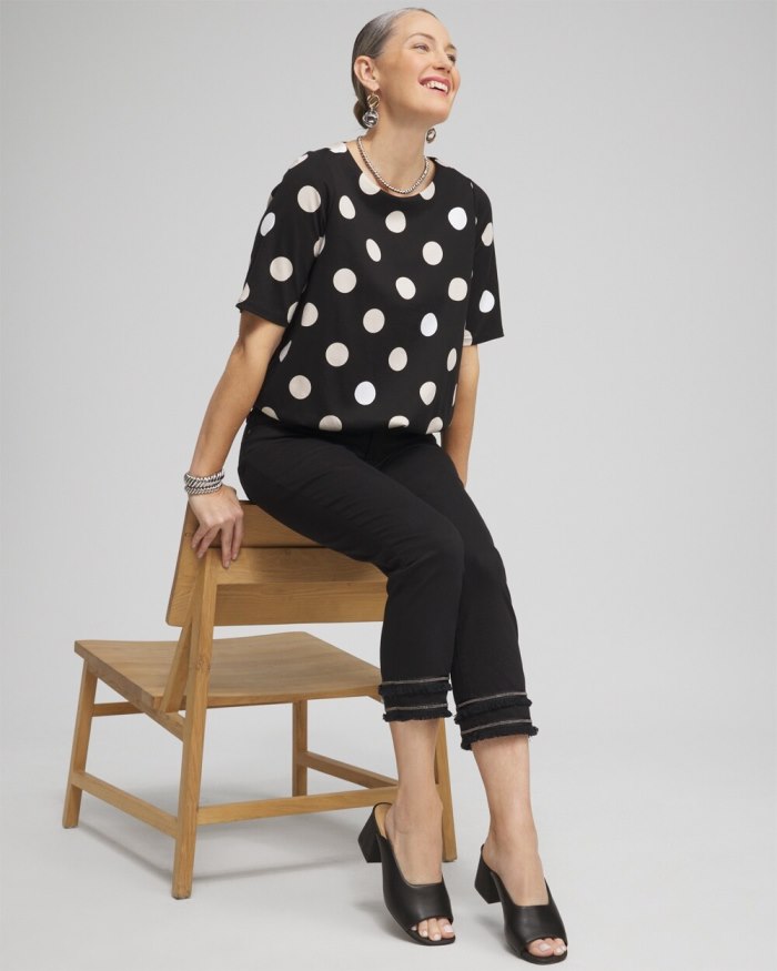 Chicos Polka Dot Bubble Hem Top - Black Chicos Polka Dot Bubble Hem Top - Black
