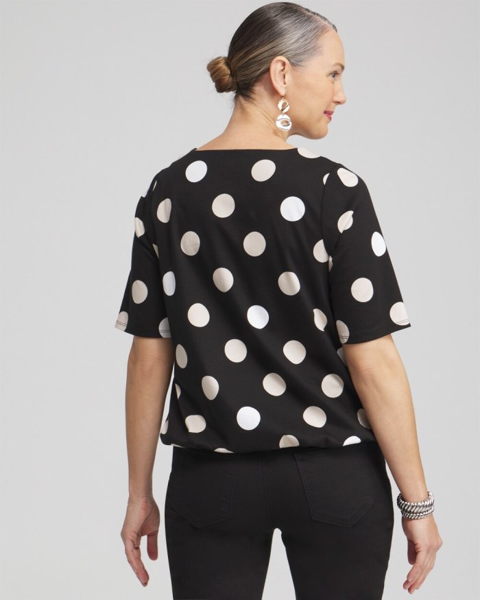 Chicos Polka Dot Bubble Hem Top - Black Chicos Polka Dot Bubble Hem Top - Black