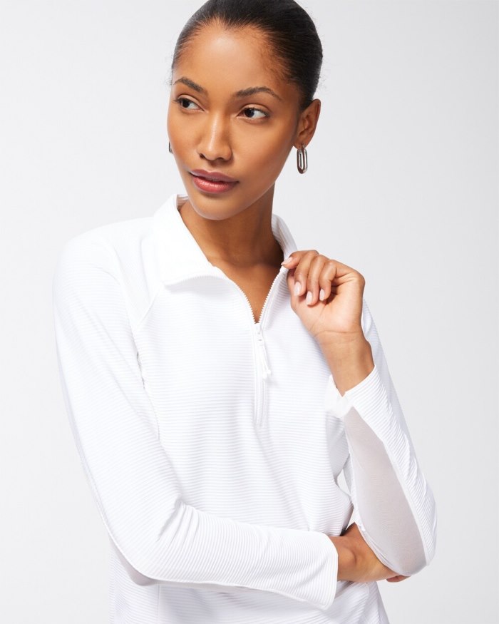 Chicos Zenergy Mesh Detail Zip Pullover - Alabaster Chicos Zenergy Mesh Detail Zip Pullover - Alabaster