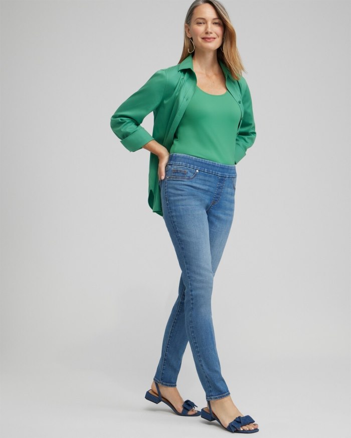 Chicos Patch Detail Pull-on Jeggings - Aquaria Indigo Chicos Patch Detail Pull-on Jeggings - Aquaria Indigo