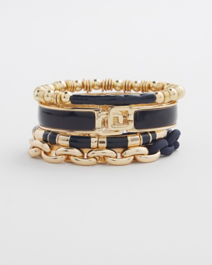 Chicos Navy Enamel Stretch Bracelet - Navy Chicos Navy Enamel Stretch Bracelet - Navy