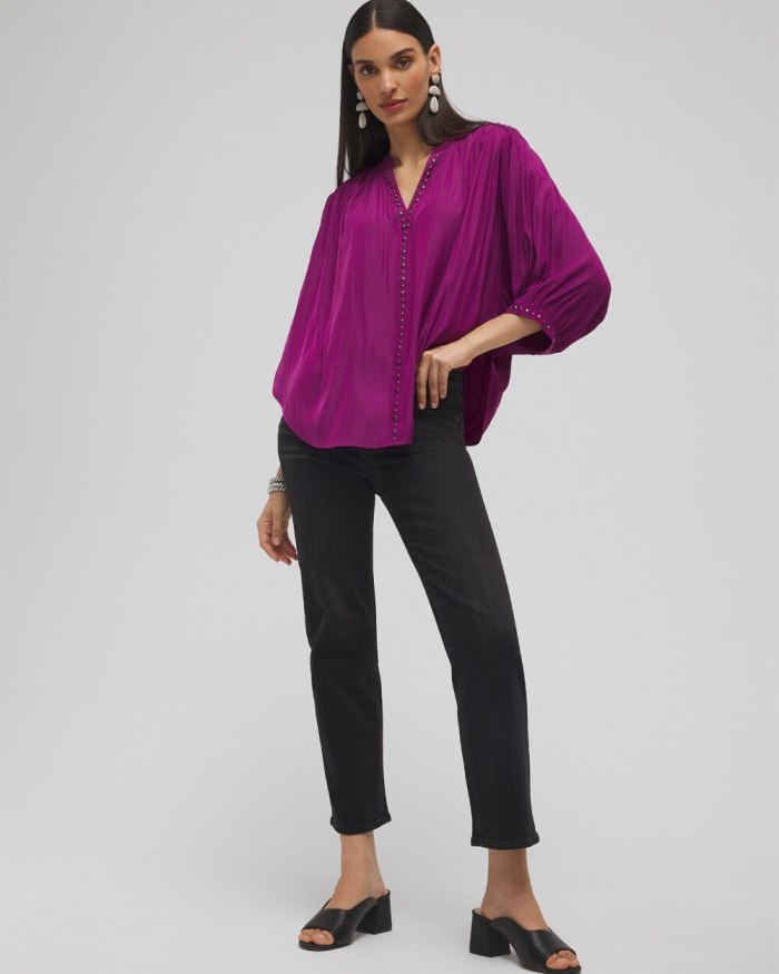 Chicos Stud Trim Top - Fresh Plum Chicos Stud Trim Top - Fresh Plum