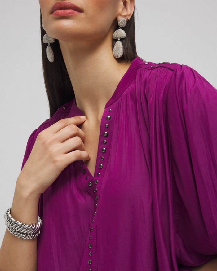 Chicos Stud Trim Top - Fresh Plum Chicos Stud Trim Top - Fresh Plum