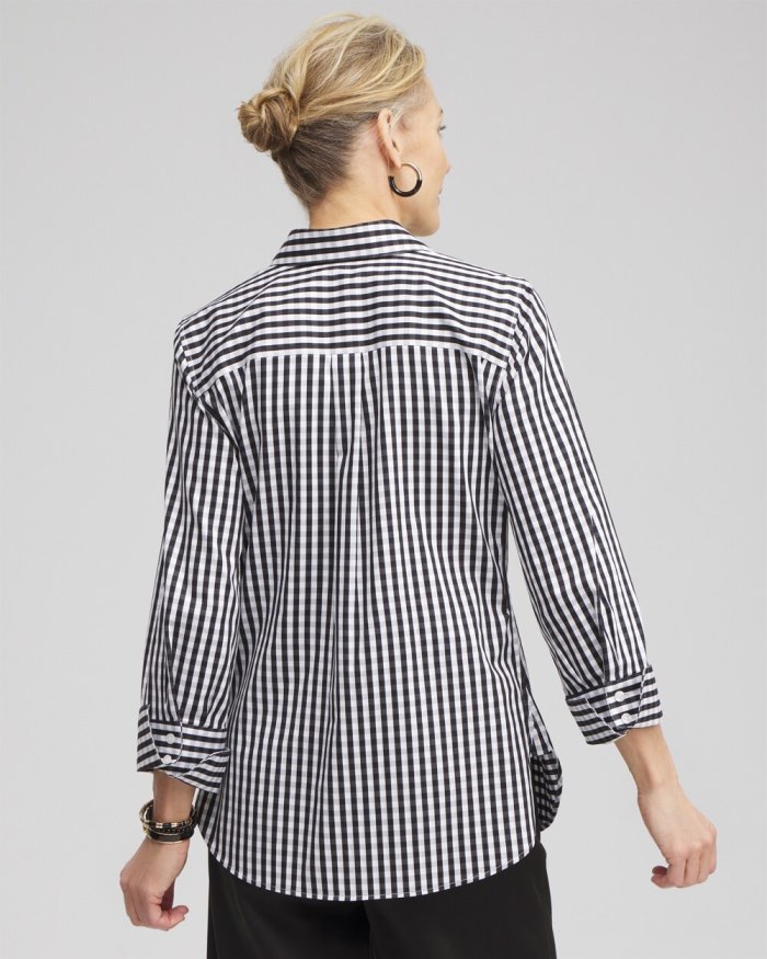 Chicos No Iron Stretch Gingham Shirt - Black Chicos No Iron Stretch Gingham Shirt - Black