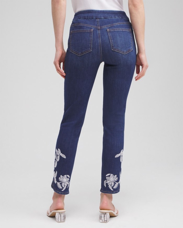 Chicos Embroidered Pull-on Ankle Jeggings - Morwenna Indigo Chicos Embroidered Pull-on Ankle Jeggings - Morwenna Indigo