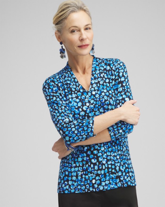 Chicos Touch of Cool Dot 3/4 Sleeve Tee - Classic Navy Chicos Touch of Cool Dot 3/4 Sleeve Tee - Classic Navy