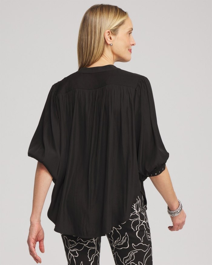 Chicos Stud Trim Top - Black Chicos Stud Trim Top - Black