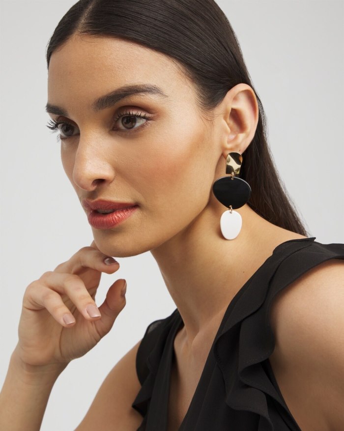 Chicos No Droop Two Tone Linear Earrings - Black Chicos No Droop Two Tone Linear Earrings - Black
