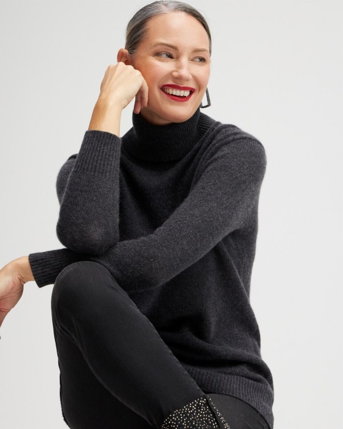 Chicos Cashmere Turtleneck Tunic Sweater - Camel Chicos Cashmere Turtleneck Tunic Sweater - Camel