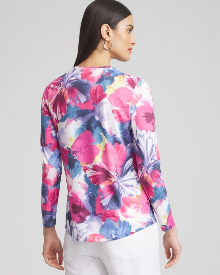 Chicos Zenergy UPF Knit Floral Tee - Magenta Rose Chicos Zenergy UPF Knit Floral Tee - Magenta Rose